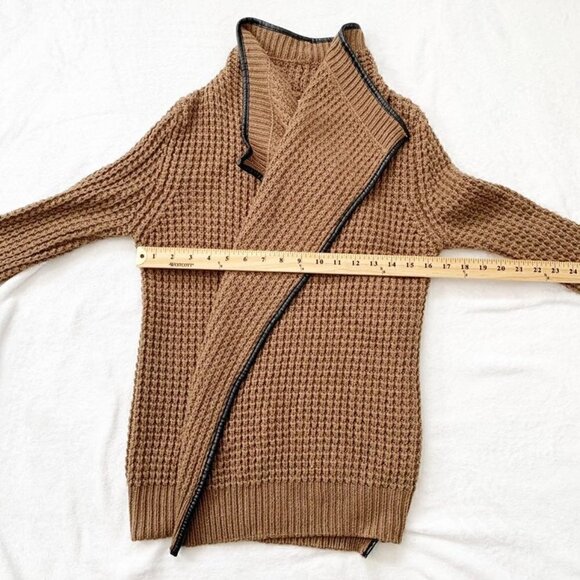 41 Hawthorn brown chunky knit open front cardigan sweater - Small - Picture 6 of 7